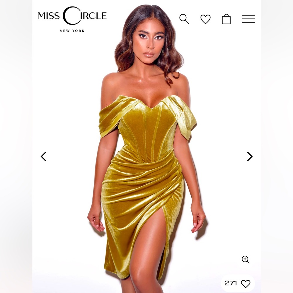 Gold velvet party dress . Never worn all tags , great fit size XS